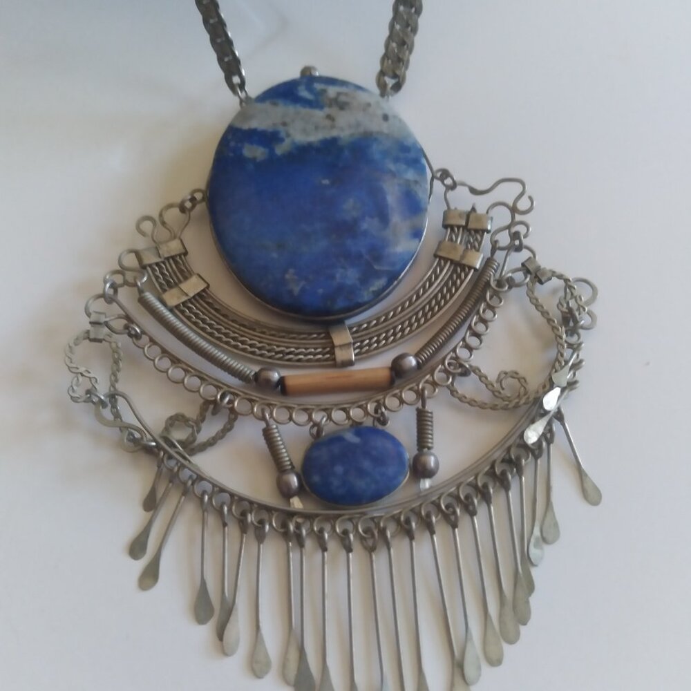 Boho Style Large Stone Lapis Unique Custom Design… - image 7